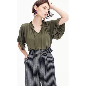 JCrew Point Sur Paper Bag Navy White Striped Pant